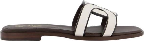 TOD'S Dames Sandal Leather Bruin White Dames