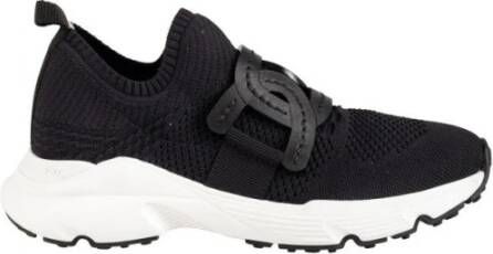 TOD'S Mesh en Grosgrain Ketting Sneakers Black Dames