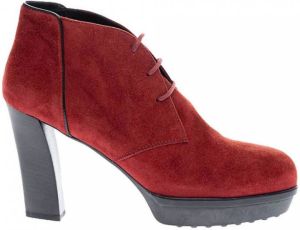 TOD'S Derby boots with heel in split leather Rood Dames