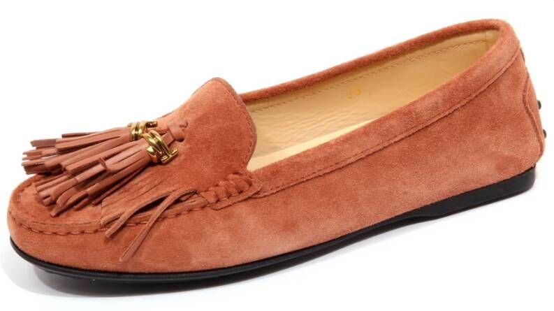 Tod's Donker Antiek Suède Loafer met Franje