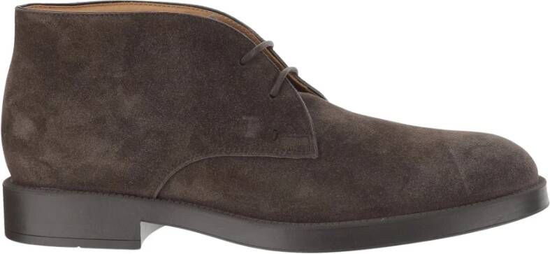Tod's Donkerbruine Suède Veterschoenen