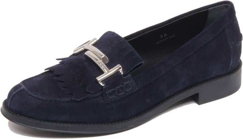 Tod's Donkere suède loafer schoen met franje