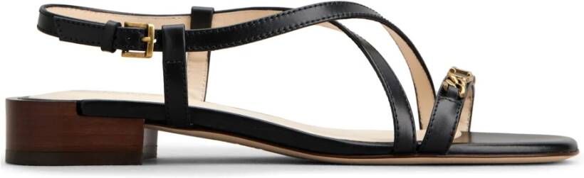 TOD'S Elegant T Chain Leren Sandalen Black Dames