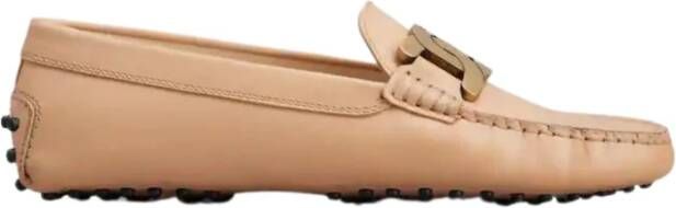 TOD'S Elegante leren loafers met metalen kettingdetail Pink Dames