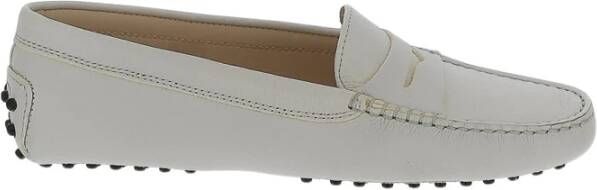 TOD'S Elegante Leren Platte Schoenen voor Vrouwen White Dames