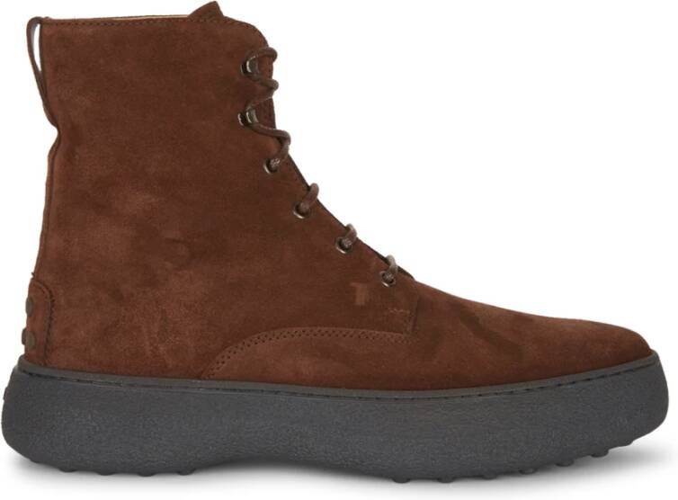 TOD'S Donkerbruine Veterschoenen met Chunky Zool Brown Heren