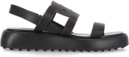 TOD'S Zwarte Rubberen Sandalen met Ketting Black Dames