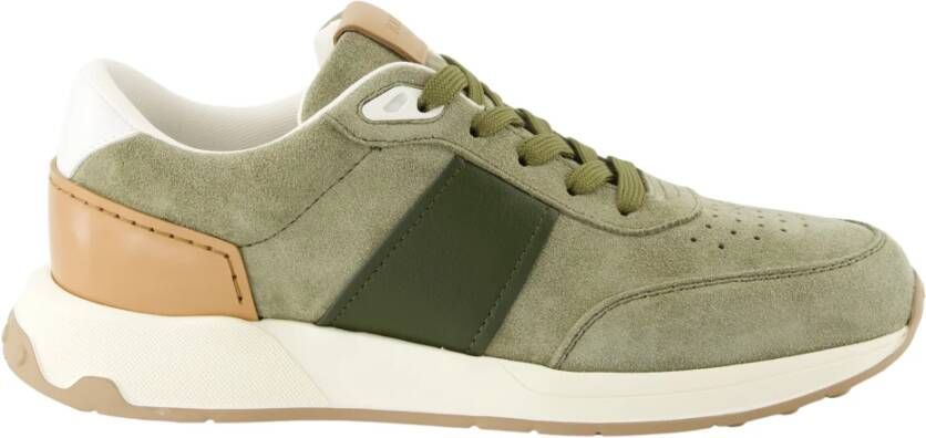 Tod's Fluweel leren sneakers in khaki groen