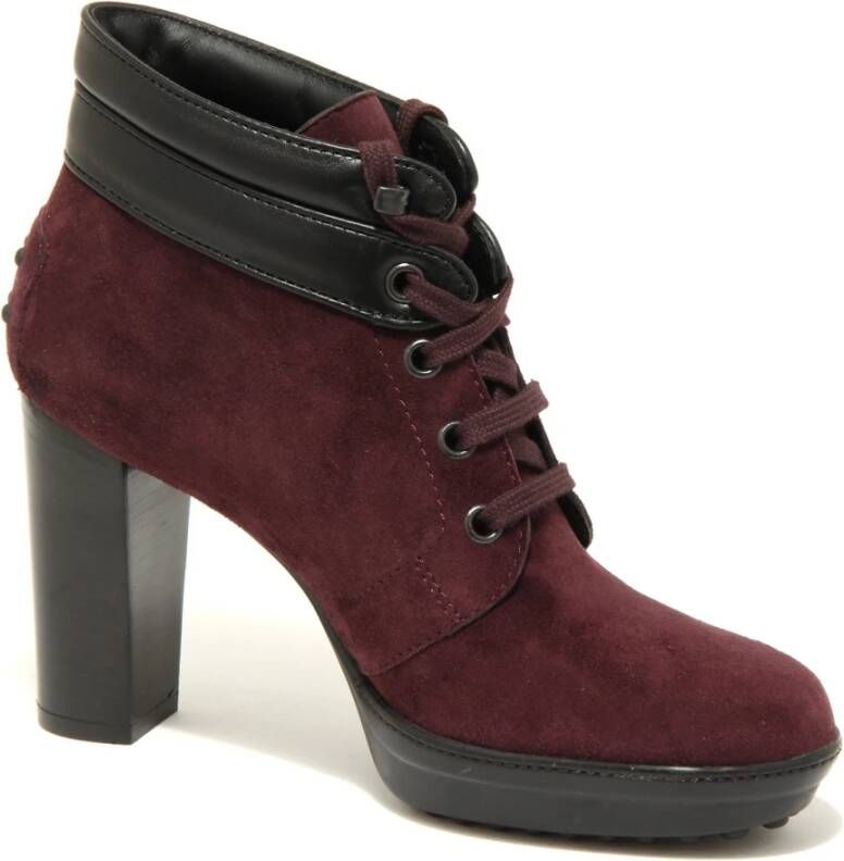 Tod's Framboos en Zwart Instap Schoenen