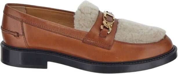 TOD'S Fur Loafers Stijlvol en Comfortabel Brown Dames