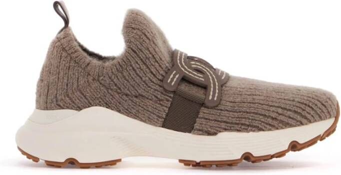 Tod's Gebreide Slip-On Sneakers met Leren Detail