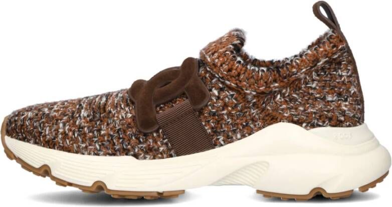 TOD&apos;S Lage Sneakers Dames Knit Sneaker Maat: 39 Materiaal: Textiel Kleur: Bruin