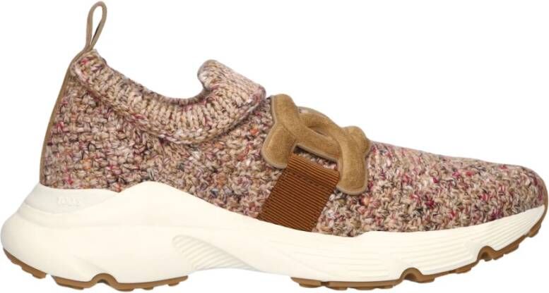 TOD&apos;S Lage Sneakers Dames Knit Sneaker Maat: 40 Materiaal: Wol Kleur: Camel