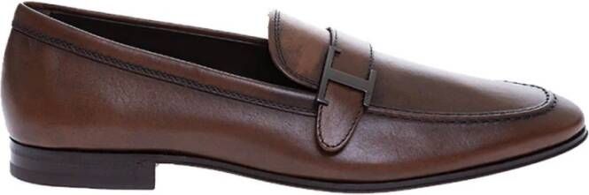 TOD'S Gepatineerde Leren Mocins Brown Heren