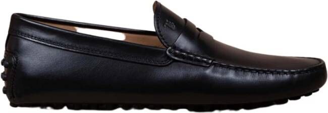 TOD'S Gepatineerde leren mocins met decoratieve poot Black Heren