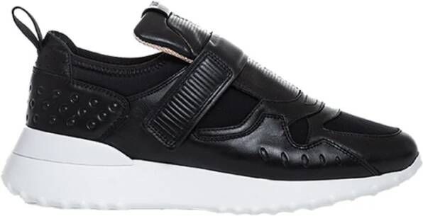 TOD'S Gewatteerde Sportieve Lage Sneakers met Klittenband Zwart Dames