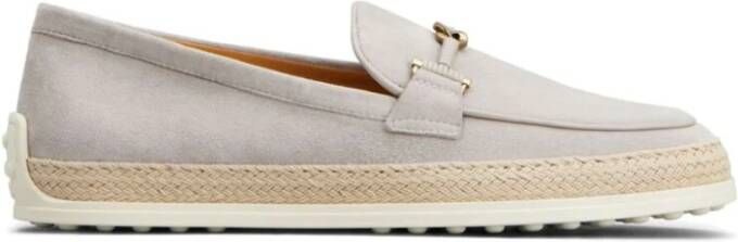 TOD'S Gomma Leren Loafers Gray Dames