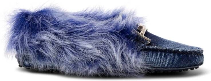 Tod's Gommini Maxi Fur-Lined Denim Loafer