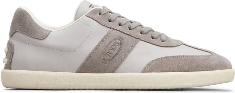 Tod's Grijze Leren Sneakers Rubber Details