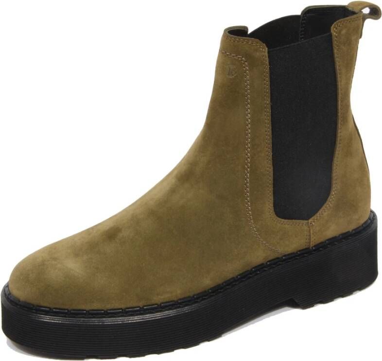 Tod's Groene Suède Enkellaars met Elastiek