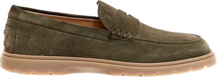 TOD'S Groene Suède Hybride Loafer Green Heren