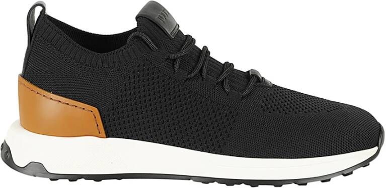 TOD'S Zwarte Mesh Sneakers Comfortabel Bruin Logo Black Heren