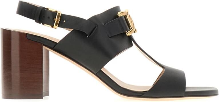 TOD'S Hoge Hak Leren Sandalen Black Dames