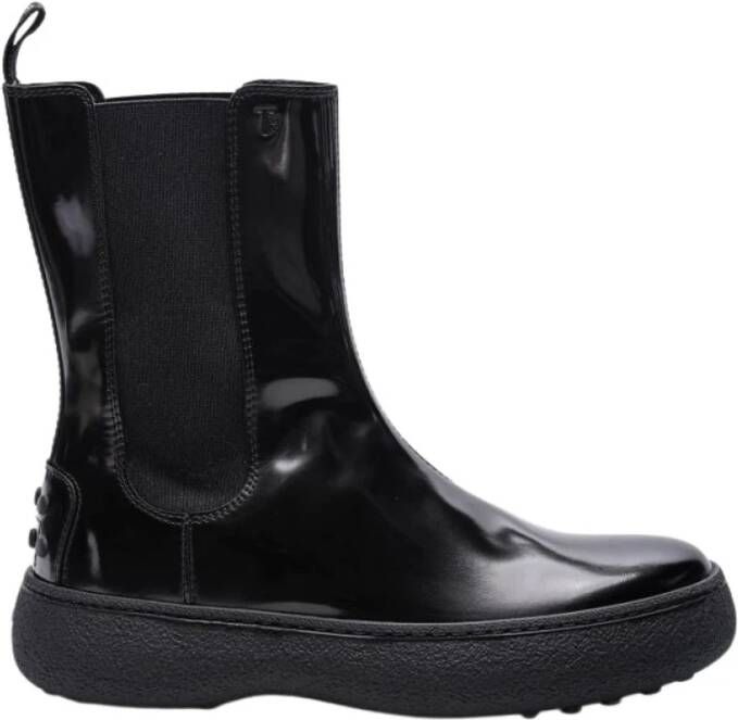 TOD'S Hoge zwarte Chelsea Gommino laarzen Black Dames