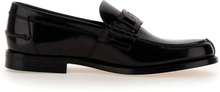 TOD'S Zwarte Leren Chain-Link Loafers Black Heren