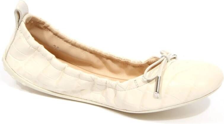 Tod's Ivoor Leren Ballerina Platte Schoenen