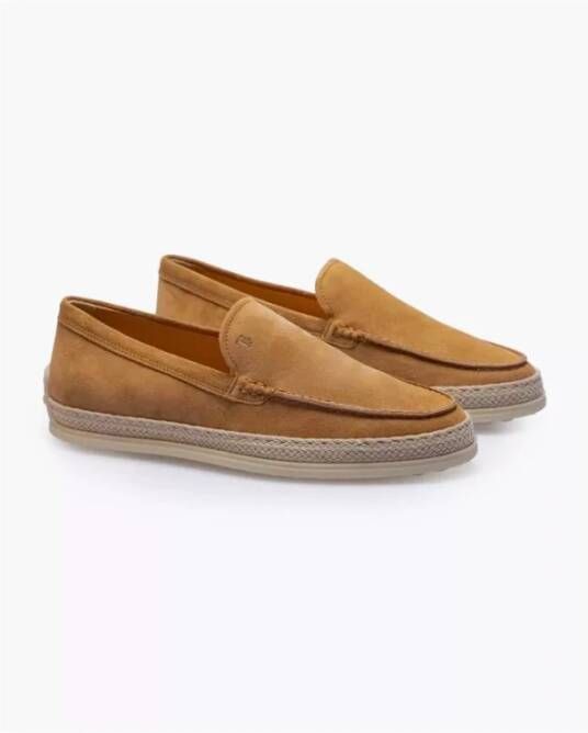 TOD'S Kameel Mocassin met Rubberen Zool en Touw Brown Dames