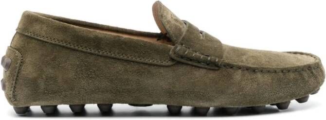 Tod's Khaki Suède Loafers met Gommino Zool