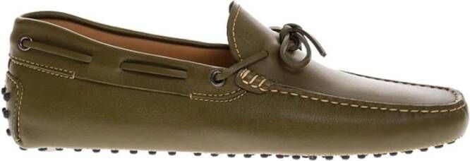 TOD'S Khaki Veterschoenen met Decoratieve Veters Green Heren