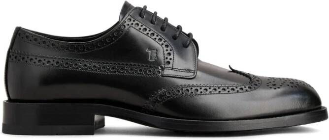 TOD'S Klassieke Derby Schoenen van Zwart Leer Black Heren