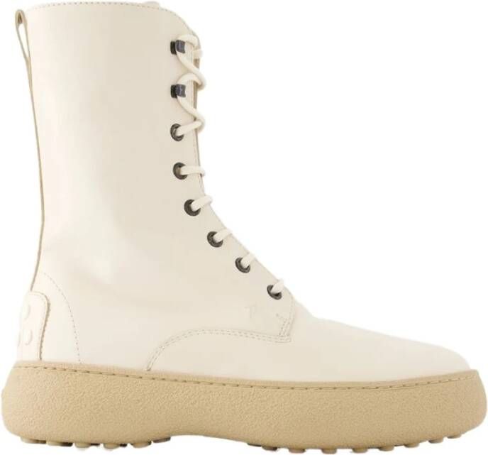 TOD'S Witte Leren Winter Gommini Laarzen White Dames