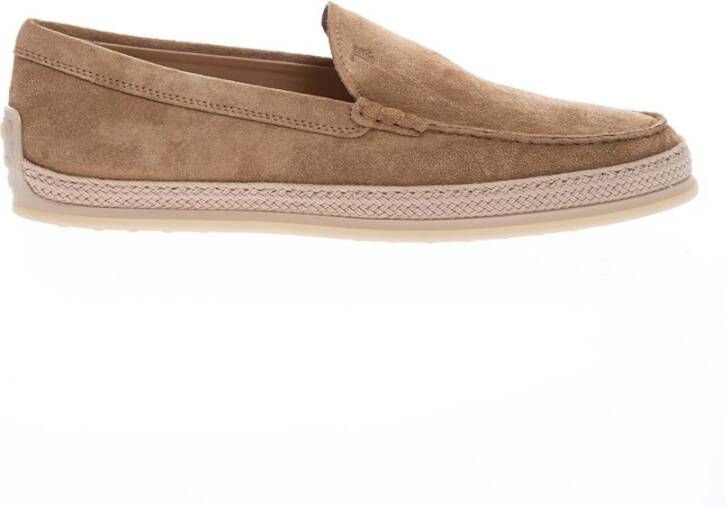 TOD'S Leren Crust Mocins met Koordvlechtwerk Brown Heren