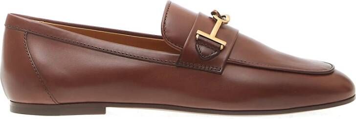 TOD'S Leren instapper met gesp Brown Dames