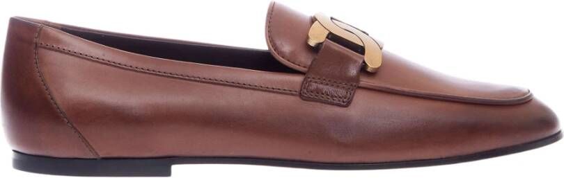 TOD'S Leren instapper met kettinggesp Brown Dames