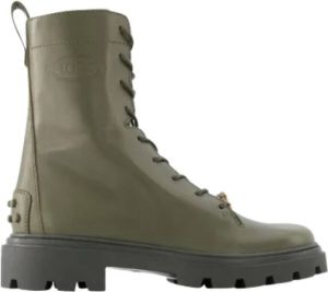 TOD'S Leren laarzen van glad kalfsleer Groen Dames