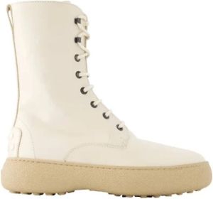 TOD'S Leren laarzen van glad kalfsleer Wit Dames