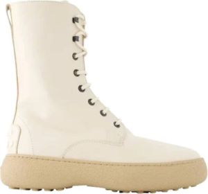 TOD'S Leren laarzen van glad kalfsleer Wit Dames