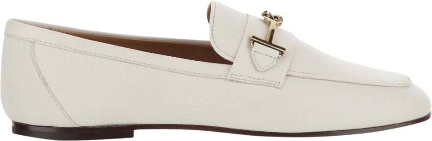 TOD'S Leren Loafer met Horsebit Detail White Dames