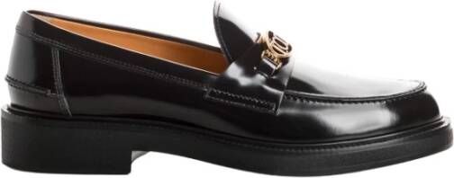 TOD'S Leren Loafers met Metalen Logo Black Dames