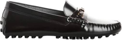 TOD'S Leren Loafers met Metalen Staaf Detail Black Dames
