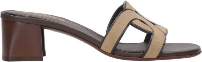 TOD'S Leren sandaal met 7cm hak Brown Dames