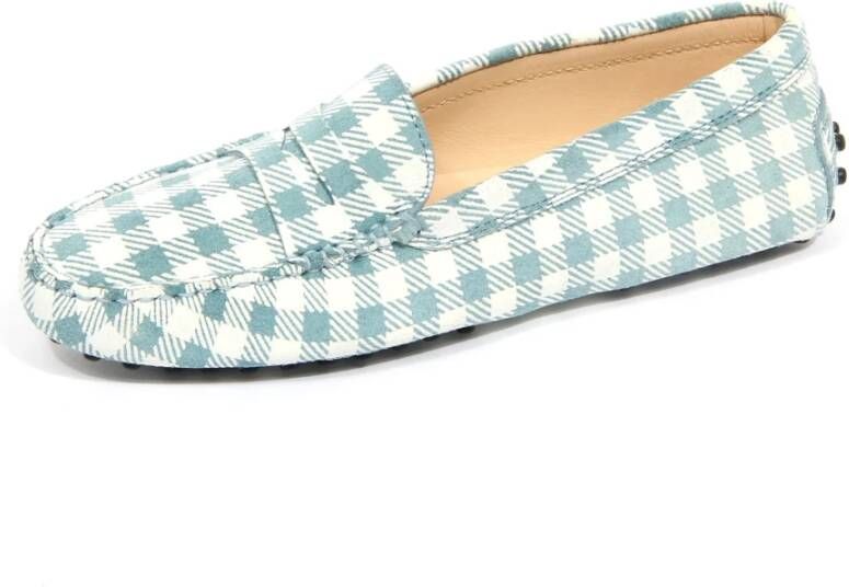 Tod's Licht suède check loafer in aquamarijn