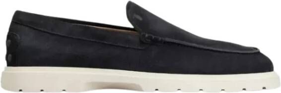 Tod's Blauwe Suède Loafer met Monogram