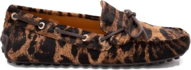 Tod's Loafers met Luipaardprint en Rubberen Zool