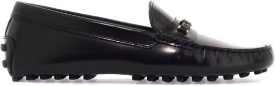 TOD'S Loafers van geborsteld leer met gouden ketting Black Dames