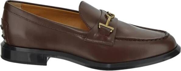 TOD'S Mahonie Leren Penny Bar Loafers Brown Dames